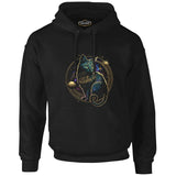 Magical Cat in Space with the Moon and Planets Black Men's Zipperless Hoodie