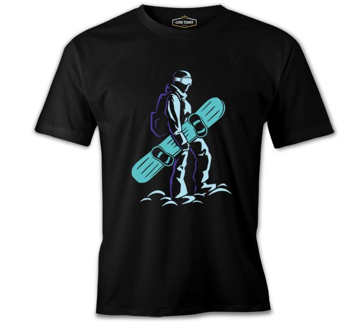 Man Holding Snowboard Black Men's Tshirt