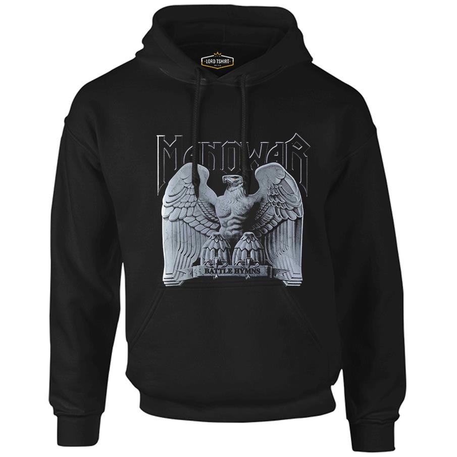 Manowar - Logo Siyah Erkek Fermuarsız Kapşonlu