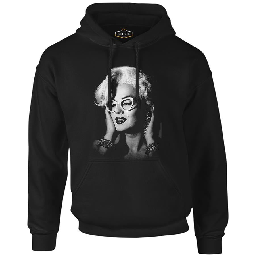 Marilyn Monroe Siyah Erkek Fermuarsız Kapşonlu