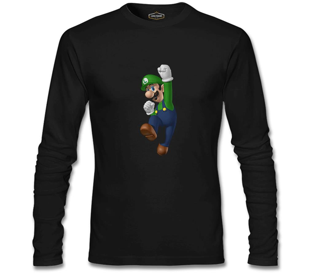 Mario & Luigi - Luigi  Siyah Erkek Sweatshirt