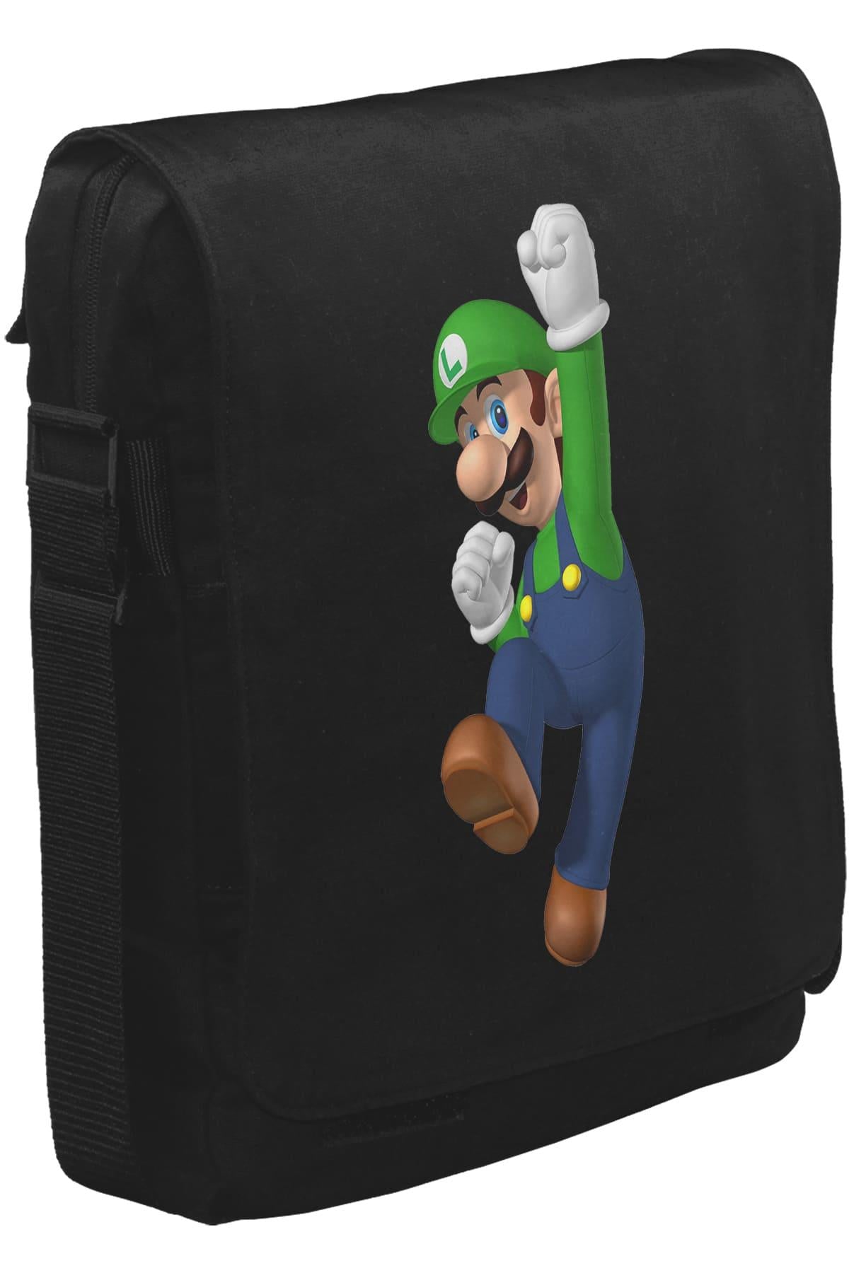 Mario & Luigi - Luigi  Unisex Siyah Postacı Çanta