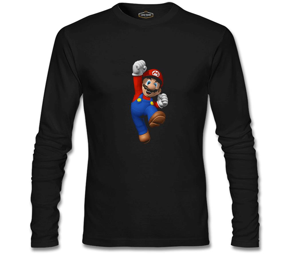 Mario & Luigi - Mario Siyah Erkek Sweatshirt