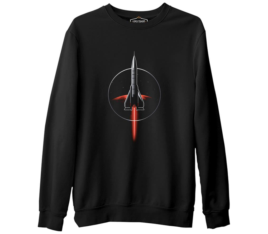 Mars - NASA Rocket Black Men's Thick Sweatshirt 