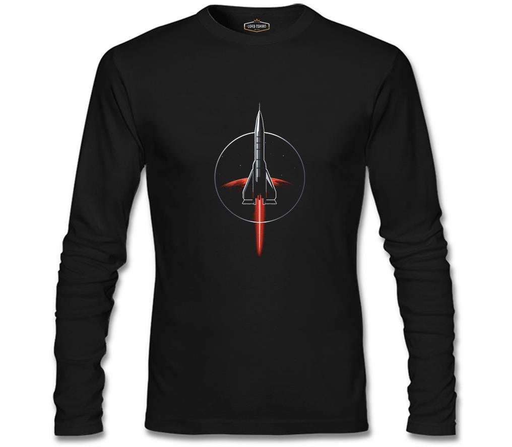 Mars - Nasa Roket Siyah Erkek Sweatshirt