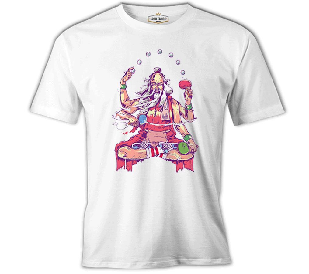 Masa Tenisi - Yoga Ping Pong Beyaz Erkek Tshirt