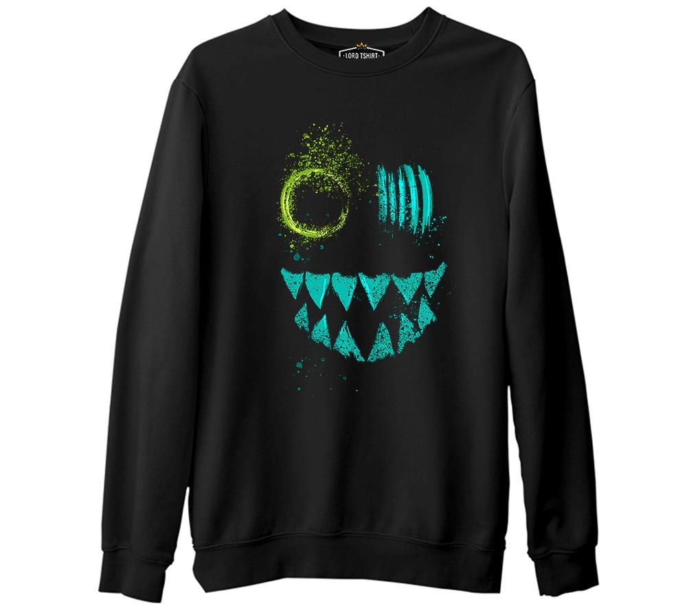 Maske - Monster Siyah Erkek Kalın Sweatshirt