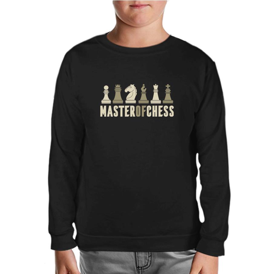 Master of Chess and Chess Pieces Black Kids Sweatshirt