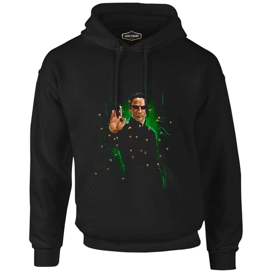Matrix - Bullets Siyah Erkek Fermuarsız Kapşonlu