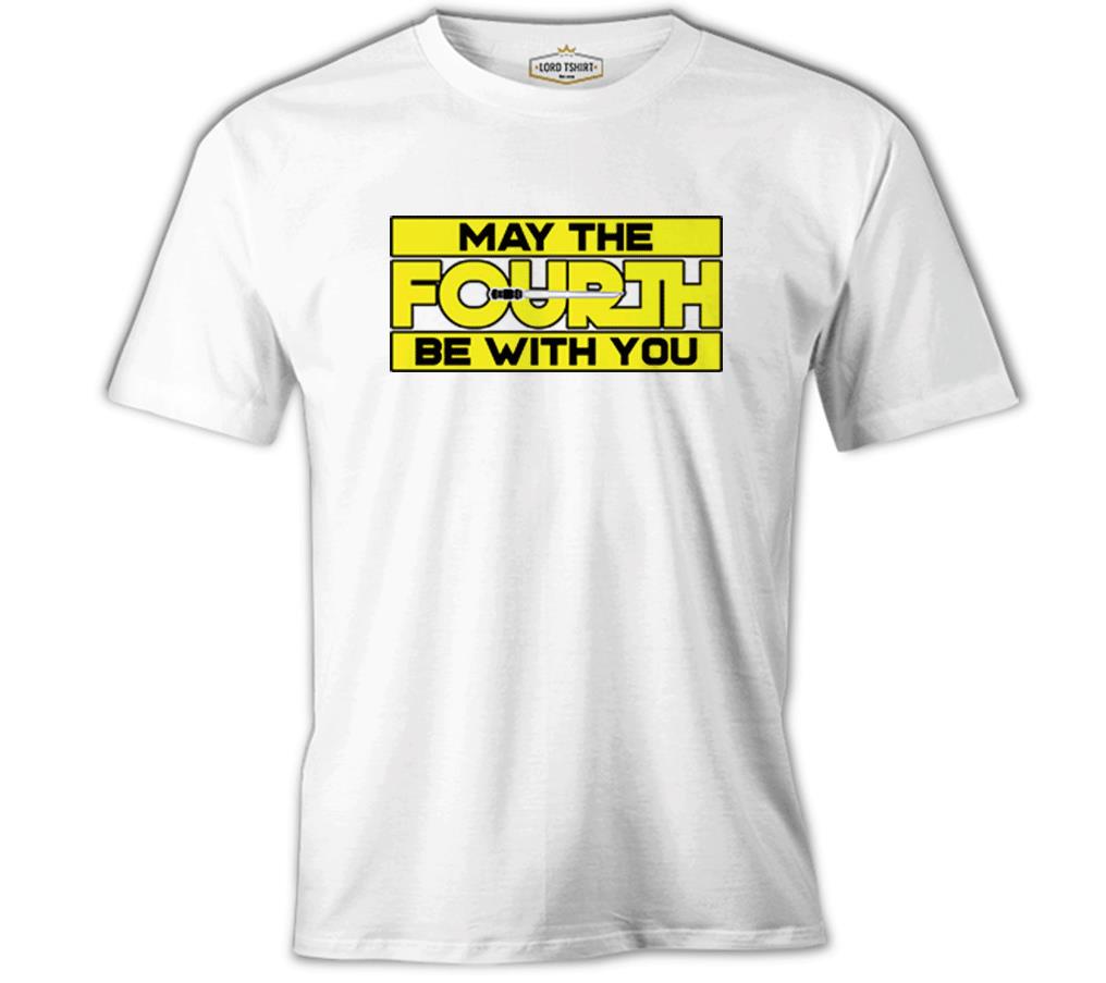 May the Fourth Be With You with Lightsaber White Men's Tshirt 