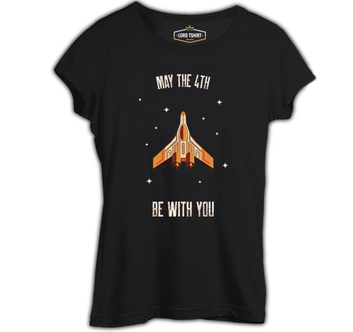 May the Fourth Spaceship and Stars Black Women's Tshirt