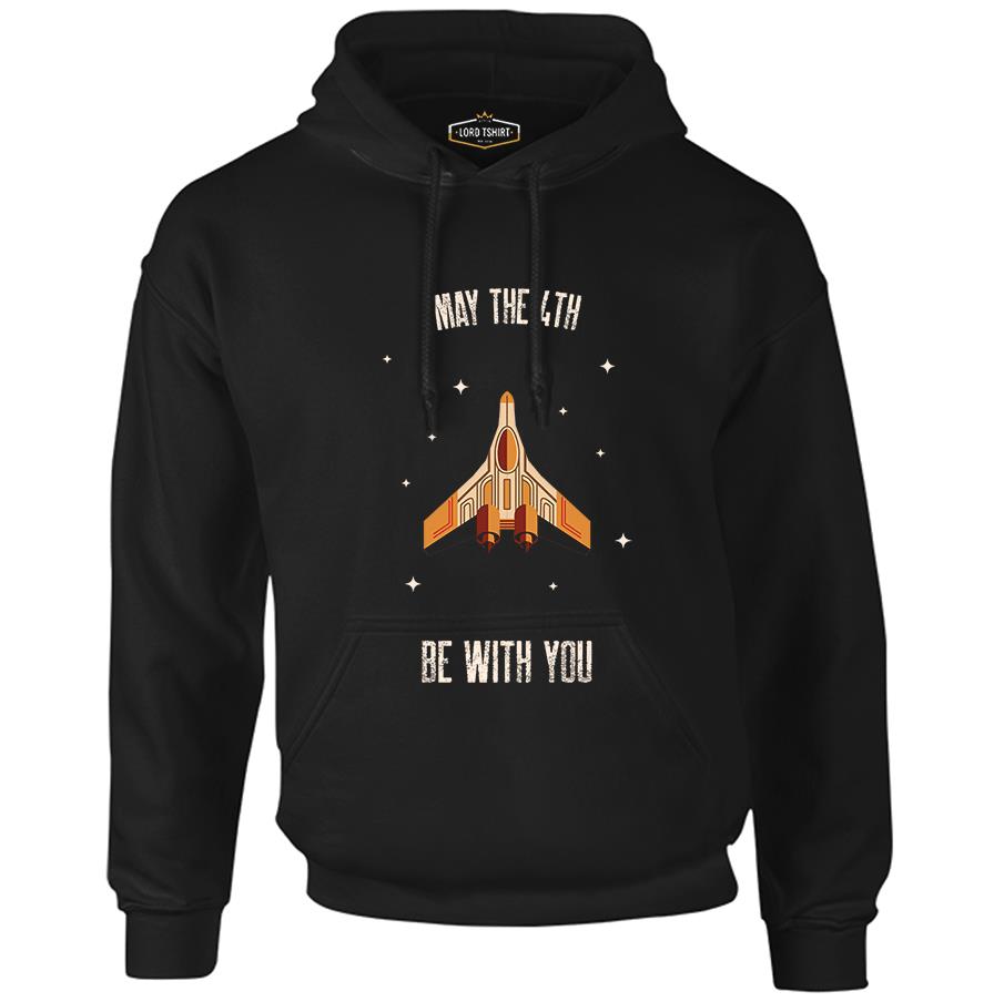 May the Fourth Spaceship and Stars Black Men's Zipperless Hoodie