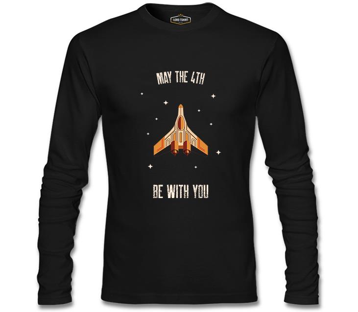 May the Fourth Spaceship and Stars Black Men's Sweatshirt