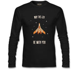 May the Fourth Spaceship and Stars Black Men's Sweatshirt