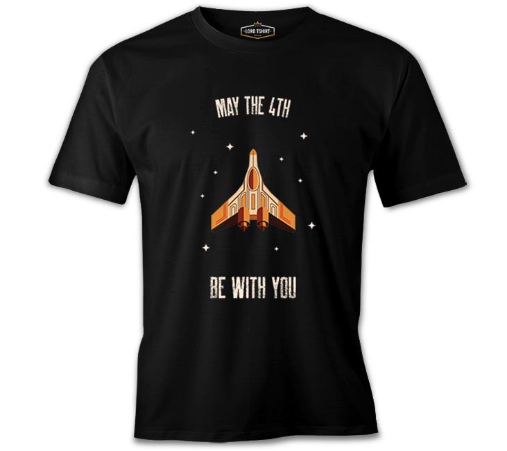 May the Fourth Spaceship and Stars Black Men's Tshirt