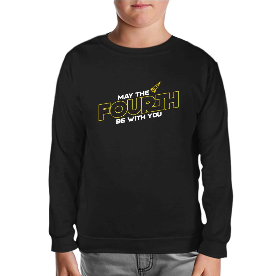 May the Fourth with a Rocket Logo Siyah Çocuk Sweatshirt
