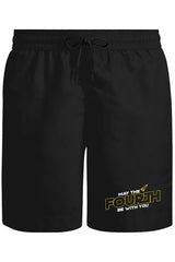 May the Fourth with a Rocket Logo Unisex Black Shorts 