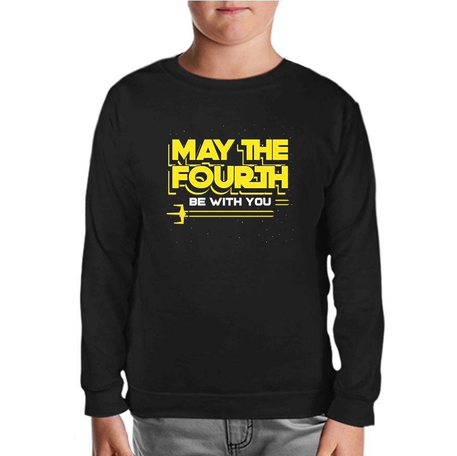 May the Fourth with Battleship Logo Black Kids Sweatshirt