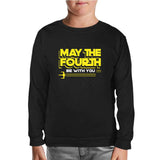 May the Fourth with Battleship Logo Black Kids Sweatshirt