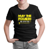 May the Fourth with Battleship Logo Siyah Çocuk Tshirt