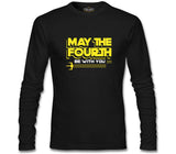 May the Fourth with Battleship Logo Siyah Erkek Sweatshirt