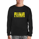 May the Fourth with Lightsaber Black Kids Sweatshirt