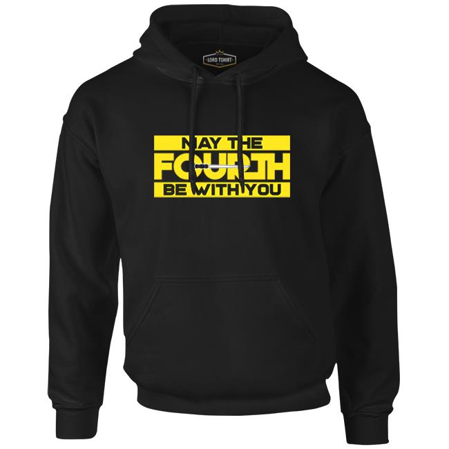 May the Fourth with Lightsaber Black Men's Zipperless Hoodie