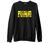 May the Fourth with Lightsaber Siyah Erkek Kalın Sweatshirt