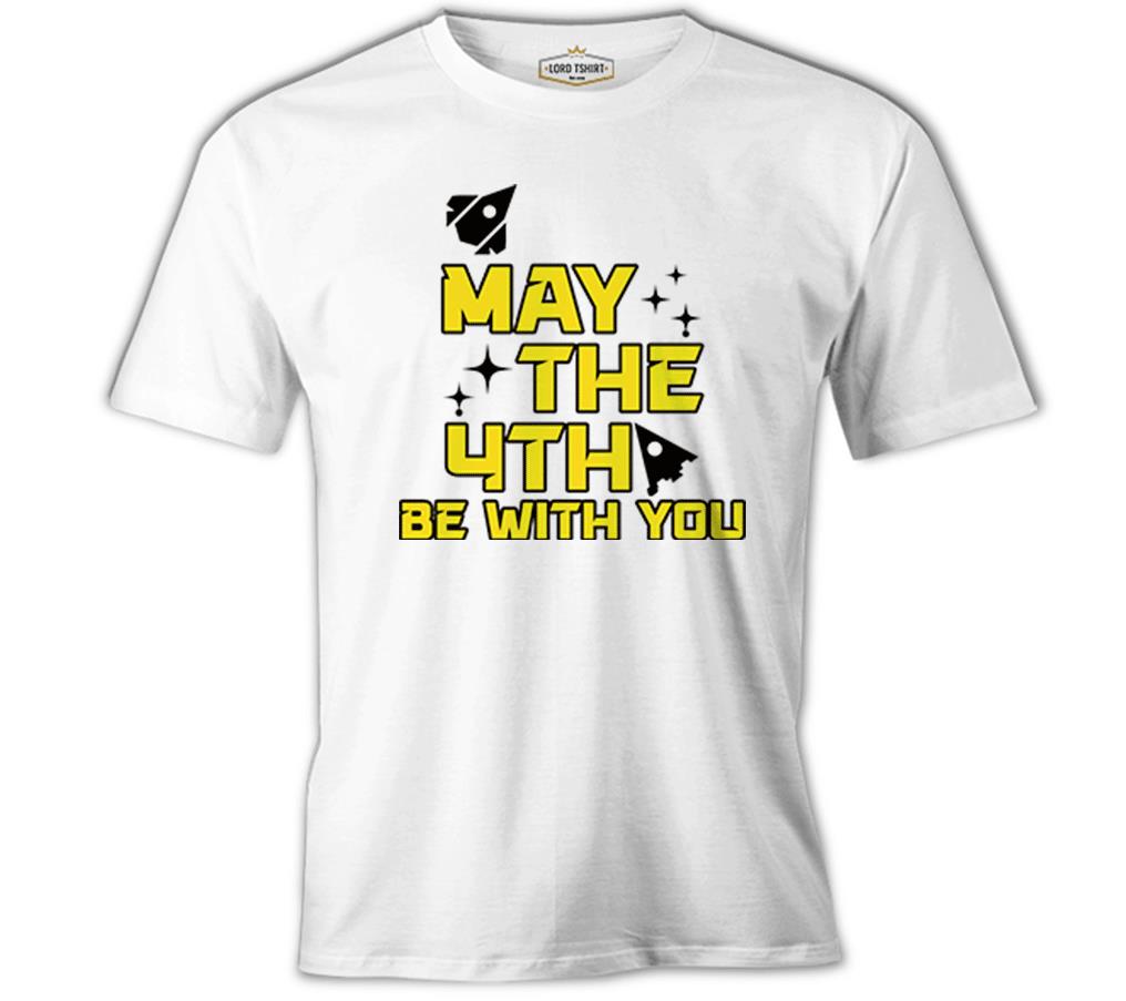 May the Fourth with Ships and Stars White Men's Tshirt 