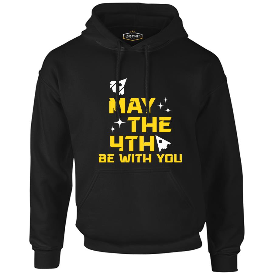 May the Fourth with Ships and Stars Black Men's Zipperless Hoodie