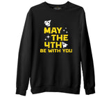 May the Fourth with Ships and Stars Siyah Erkek Kalın Sweatshirt