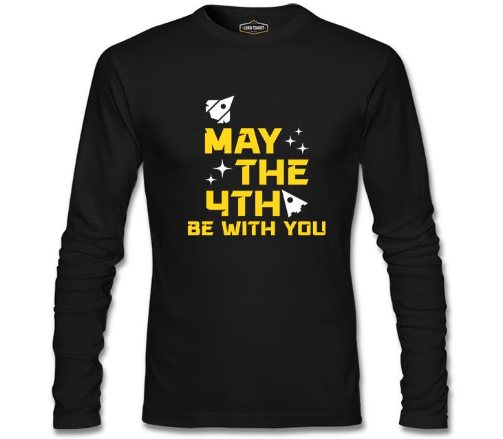 May the Fourth with Ships and Stars Siyah Erkek Sweatshirt