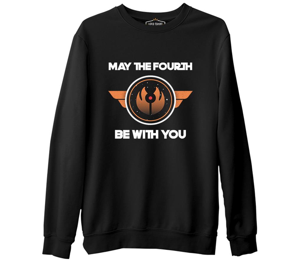 May the Fourth with Universe Symbol Siyah Erkek Kalın Sweatshirt
