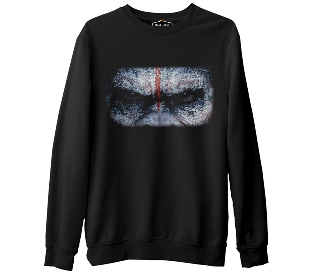 Maymunlar Gezegeni  Siyah Erkek Kalın Sweatshirt