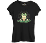 Meditating Frog Siyah Kadın Tshirt