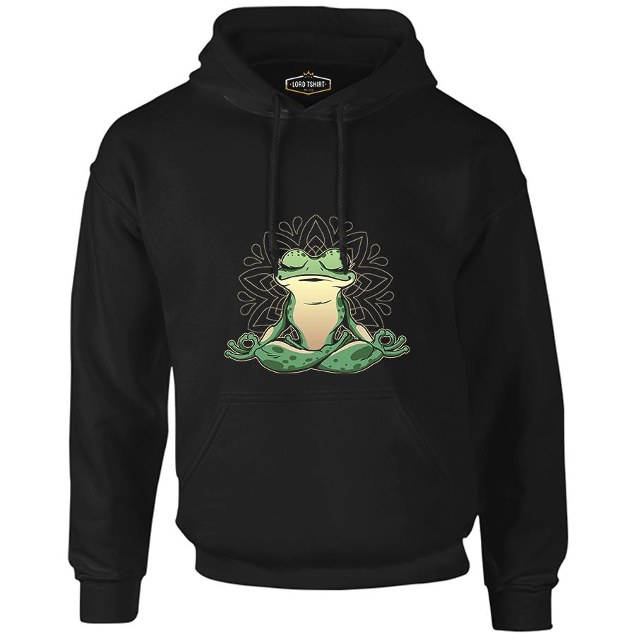 Meditating Frog Black Men's Zipperless Hoodie