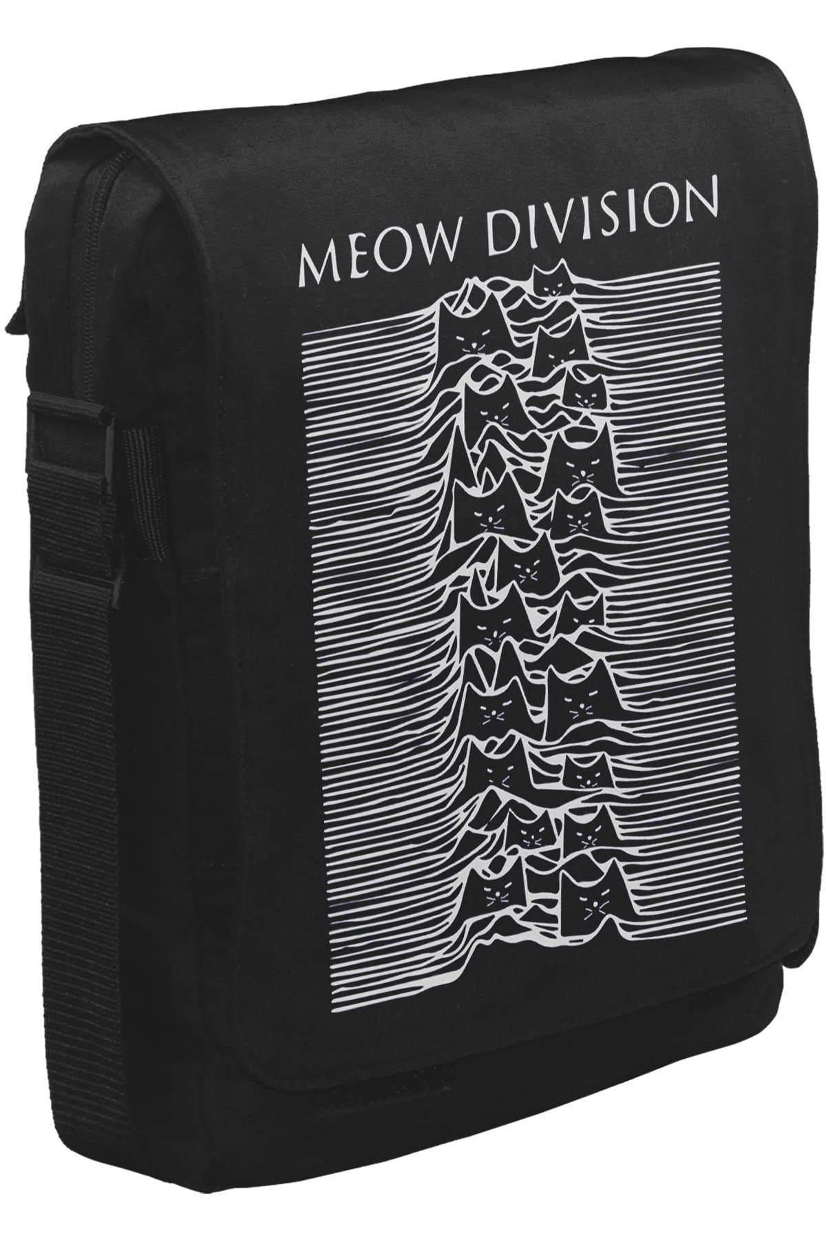 Meow Division Unisex Siyah Postacı Çanta