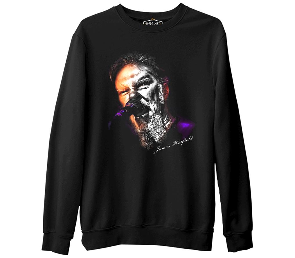 Metallica - James Microphone  Siyah Erkek Kalın Sweatshirt