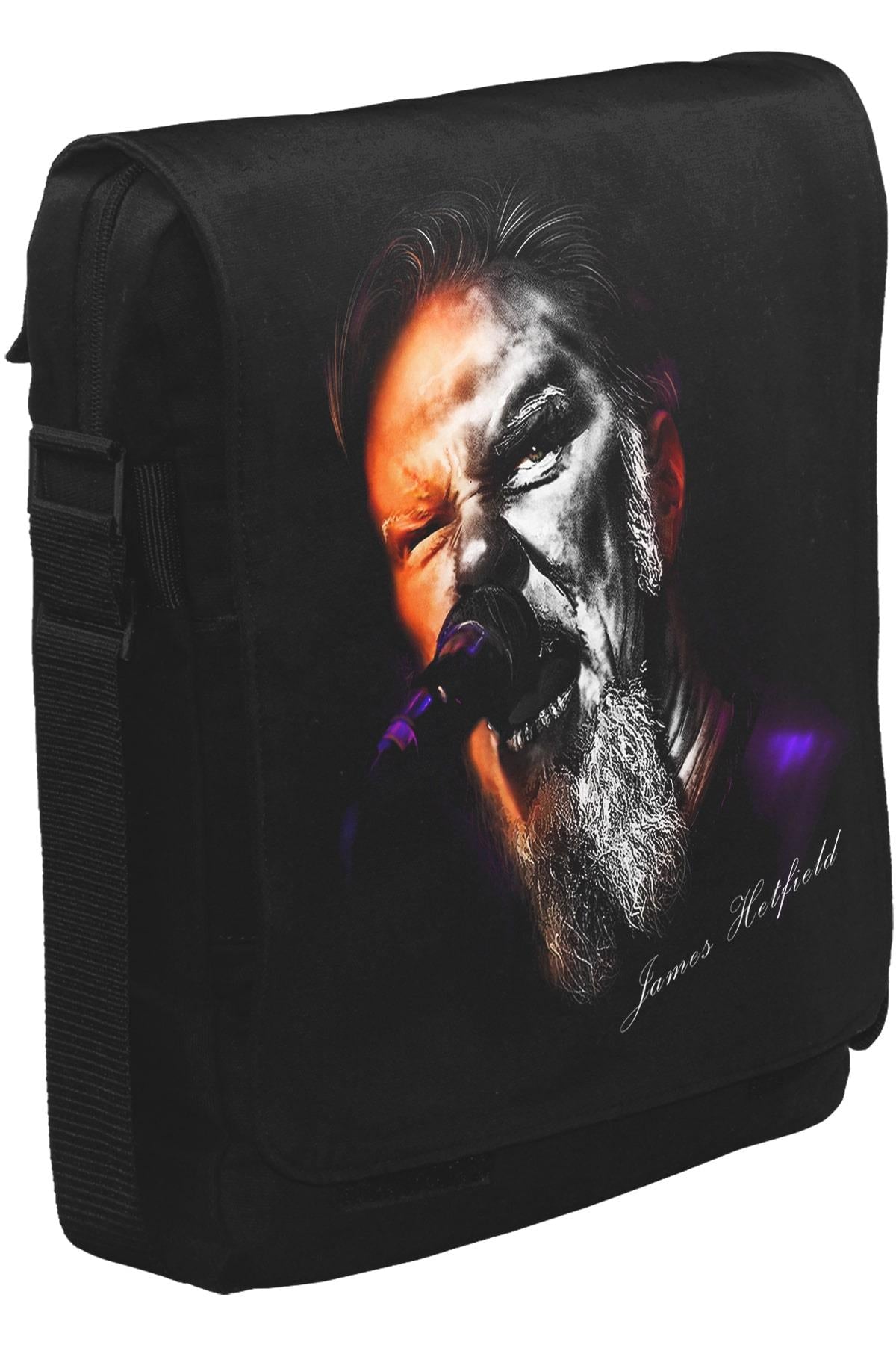 Metallica - James Microphone Unisex Siyah Postacı Çanta