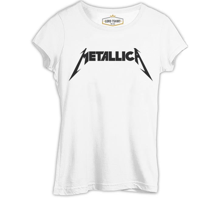 Metallica Logo II Beyaz Kadın Tshirt