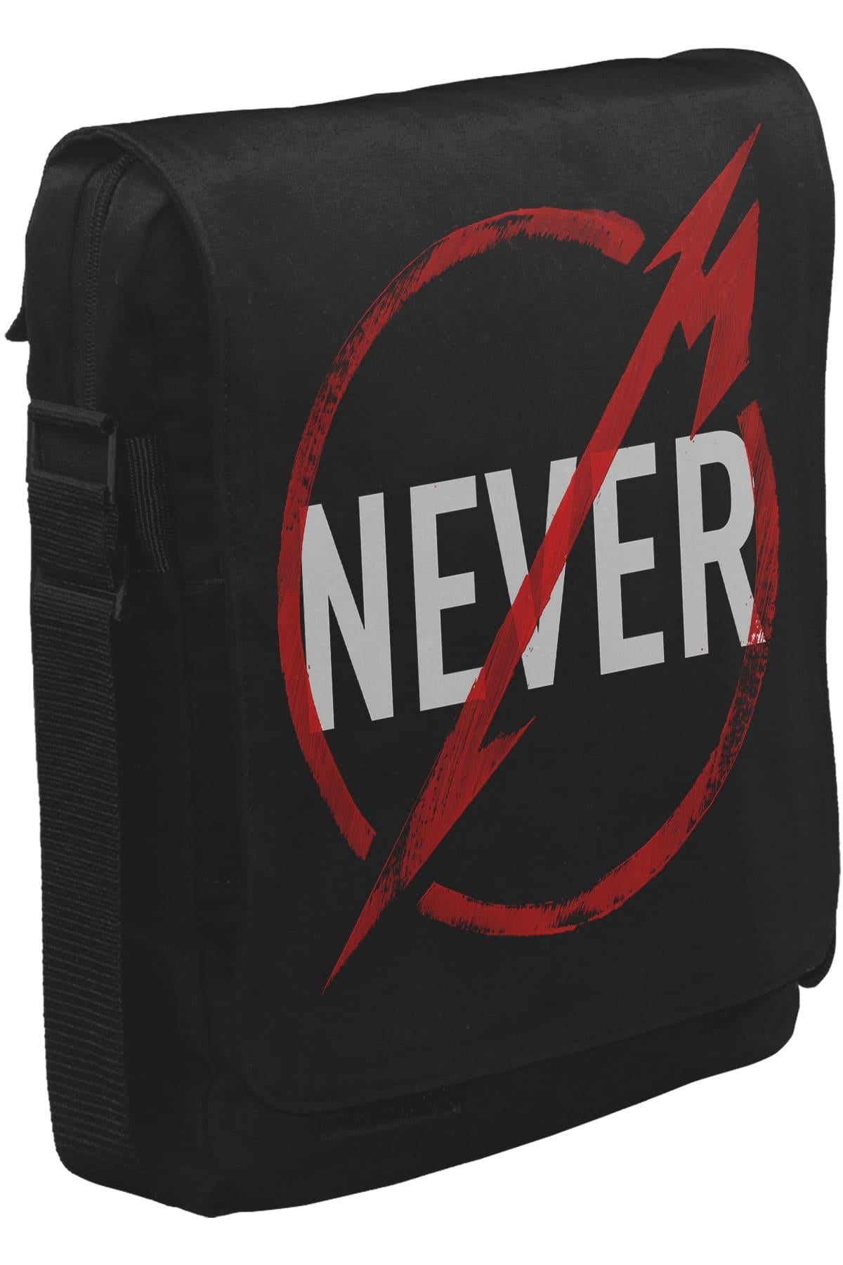 Metallica - Never Logo Unisex Siyah Postacı Çanta