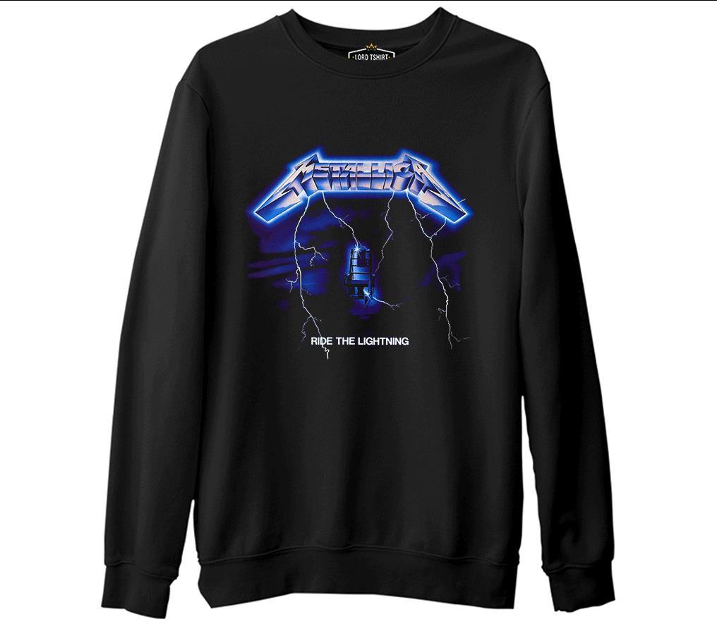 Metallica - Ride the Lightning  Siyah Erkek Kalın Sweatshirt