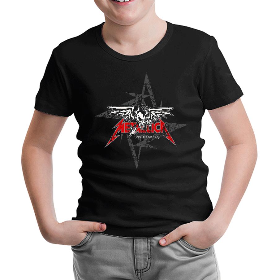 Metallica - Seek and Destroy Logo Siyah Çocuk Tshirt