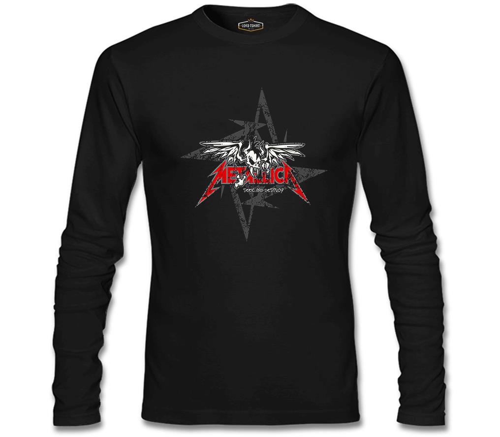 Metallica - Seek and Destroy Logo Siyah Erkek Sweatshirt