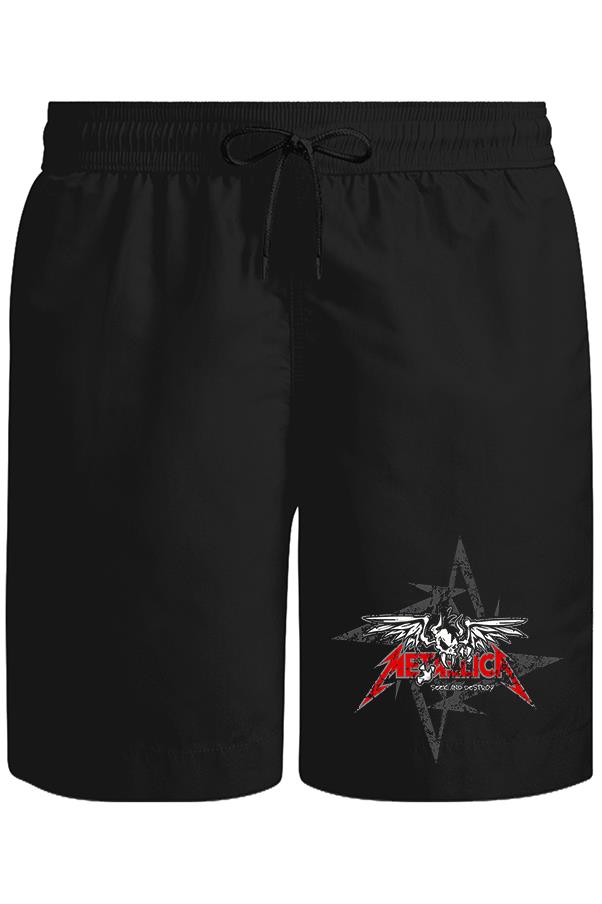 Metallica - Seek and Destroy Logo Unisex Siyah Şort