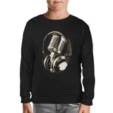 Microphone &amp; Headphone Black Kids Sweatshirt