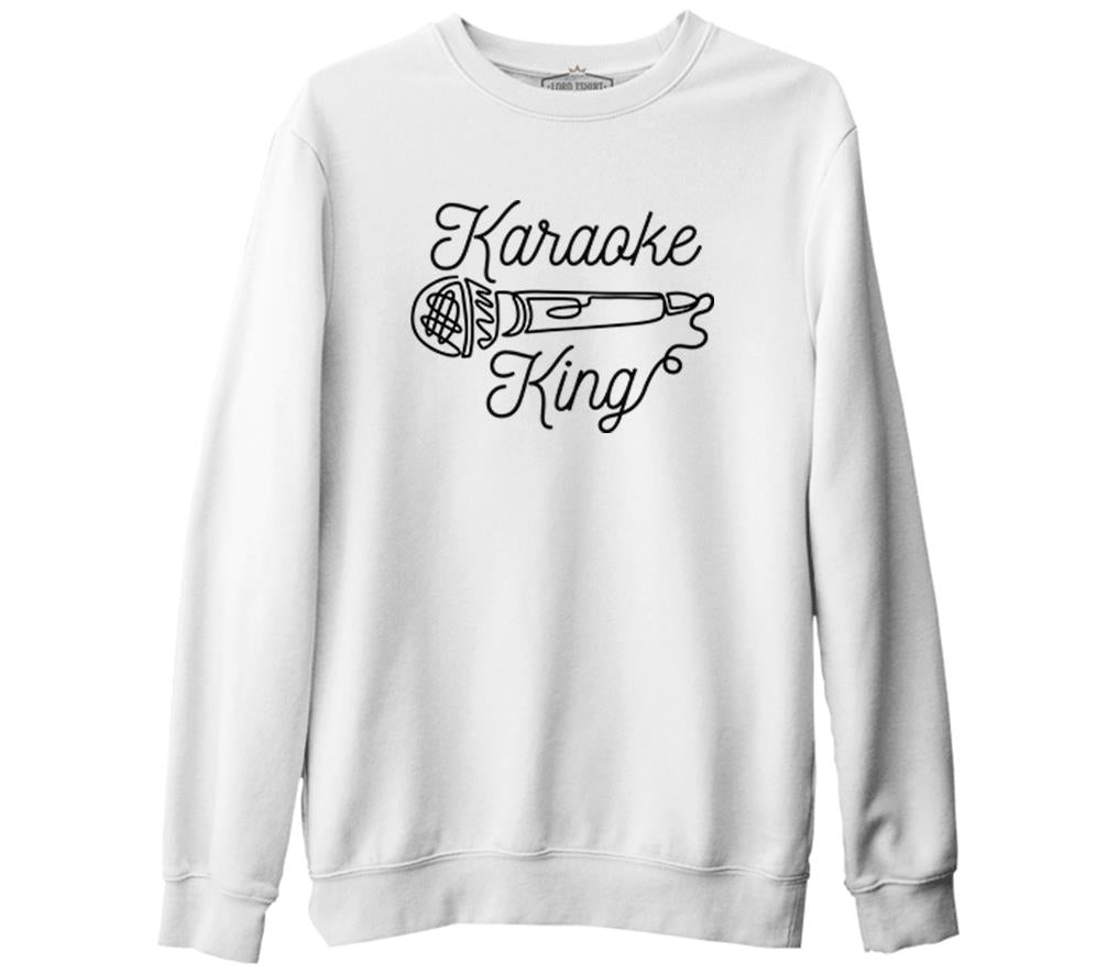 Microphone Karaoke King Beyaz Erkek Kalın Sweatshirt