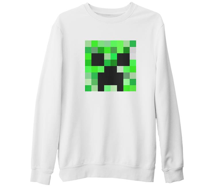 MineCraft 4 Beyaz Kalın Sweatshirt