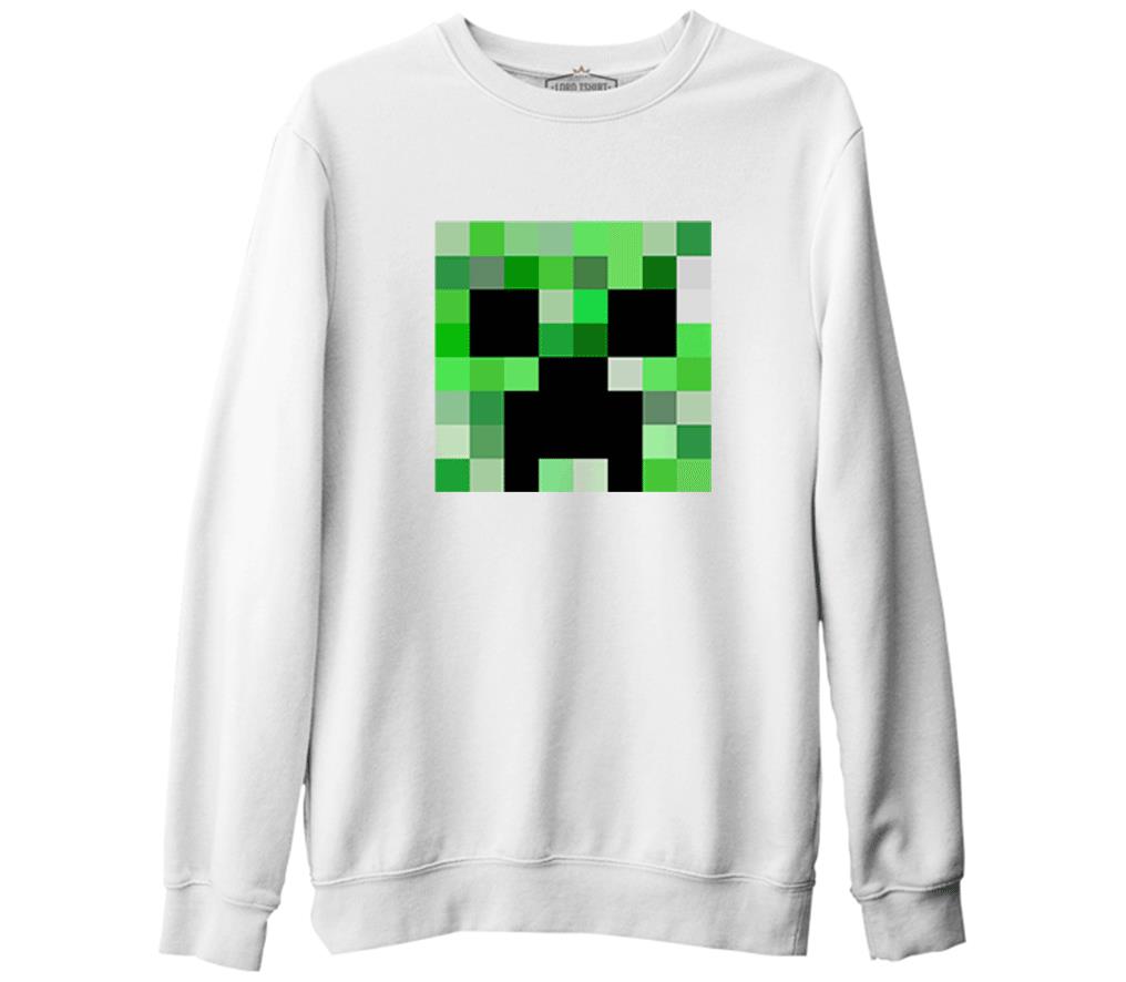 MineCraft 4 Beyaz Kalın Sweatshirt