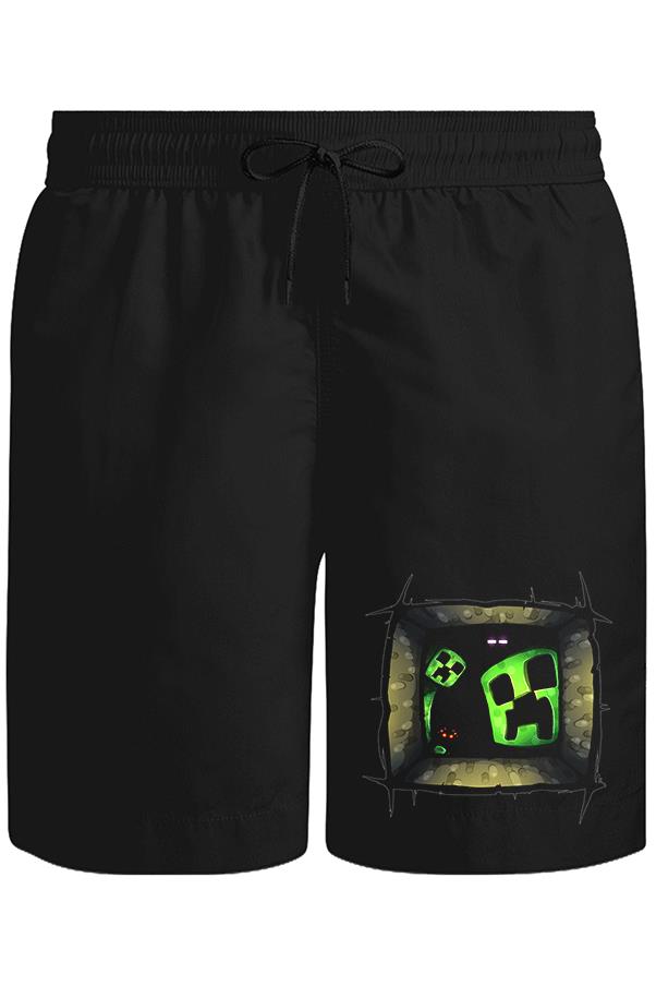 Minecraft 5 Unisex Siyah Şort